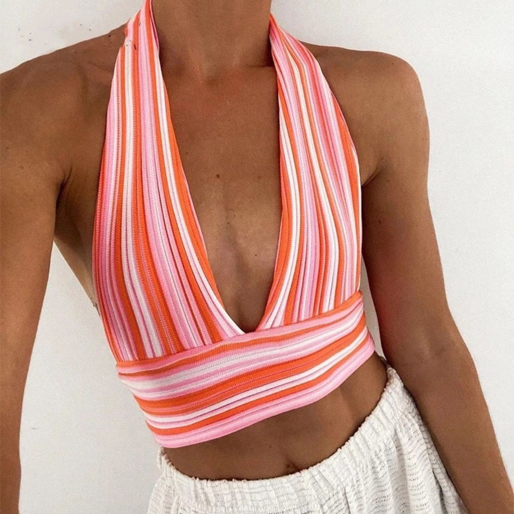 Grace Halter Top // Red Stripe - Picture 2 of 3